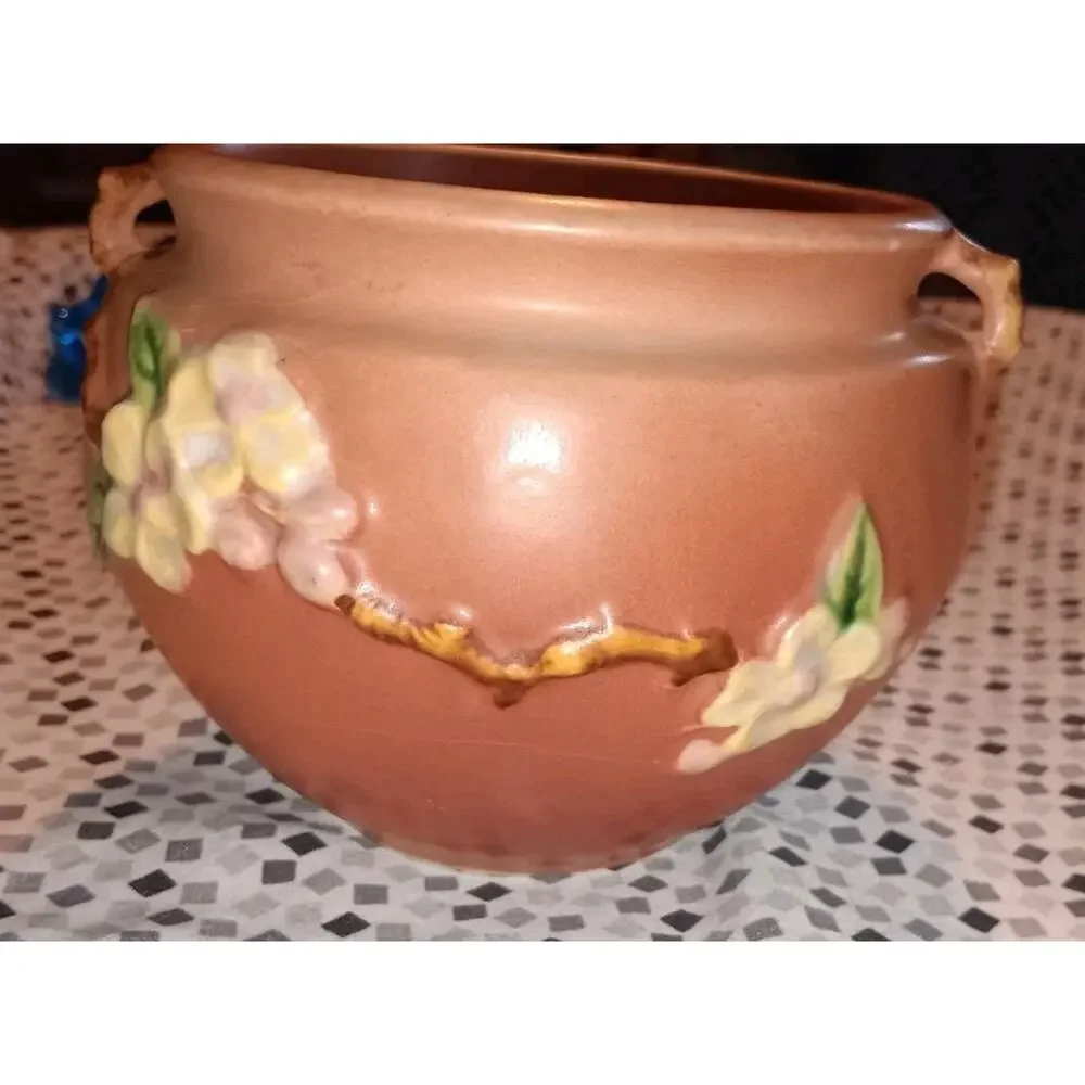 Roseville Pink Apple Blossom Jardiniere Vase #300-4